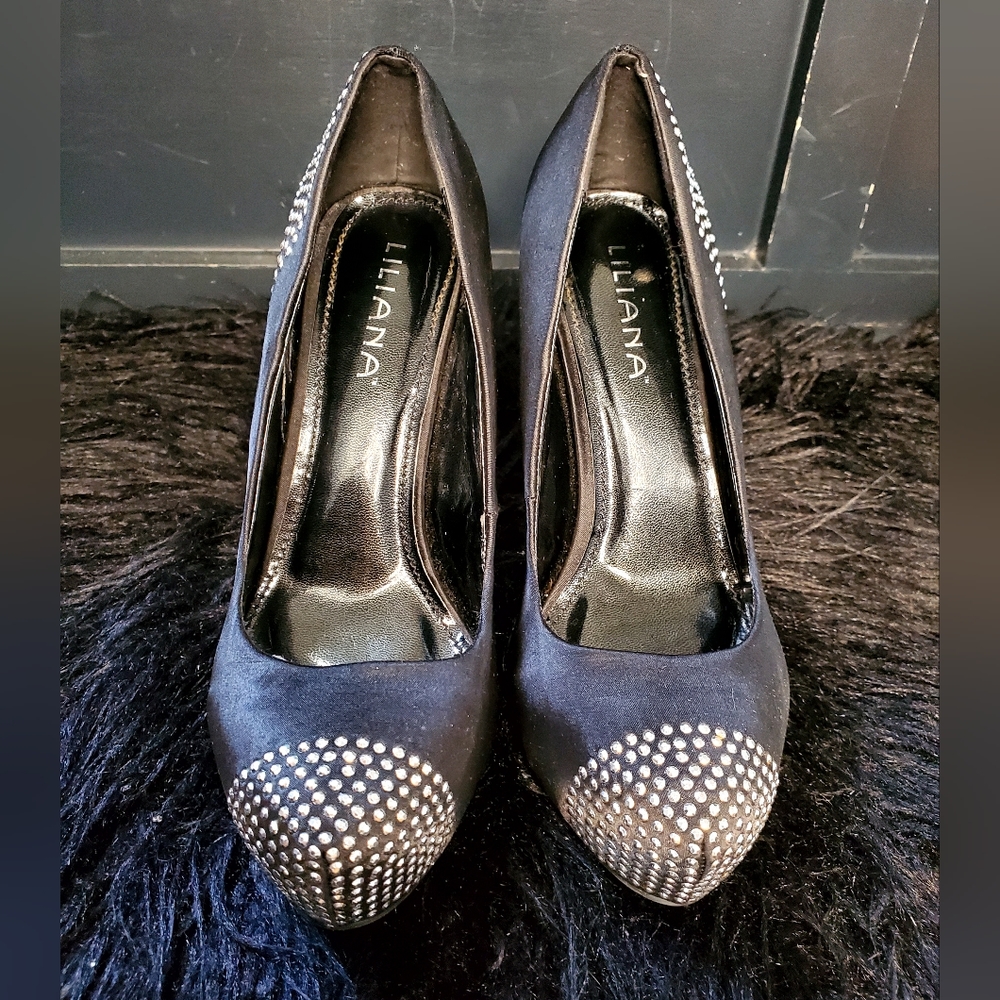 Black and bedazzled heels